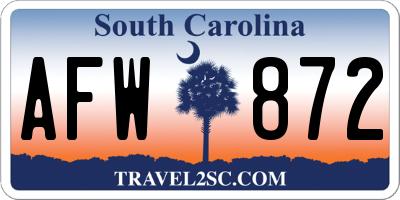 SC license plate AFW872