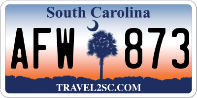 SC license plate AFW873