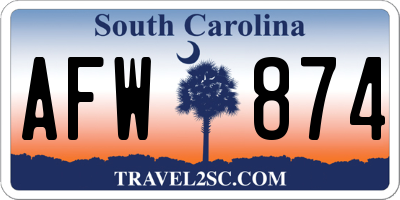 SC license plate AFW874