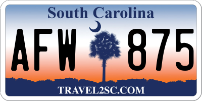 SC license plate AFW875