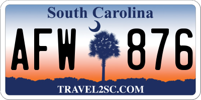 SC license plate AFW876