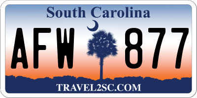 SC license plate AFW877