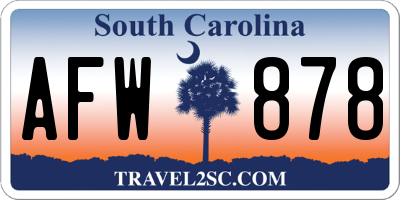 SC license plate AFW878