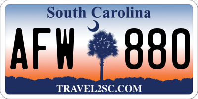 SC license plate AFW880