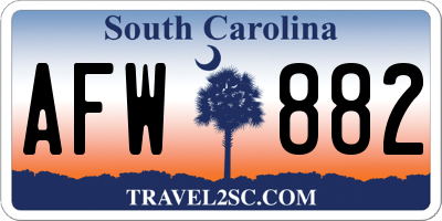 SC license plate AFW882
