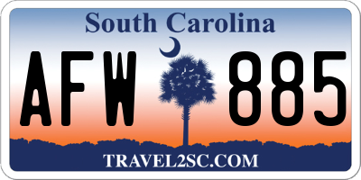 SC license plate AFW885