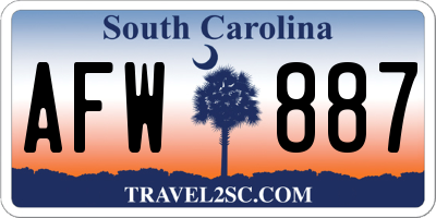 SC license plate AFW887