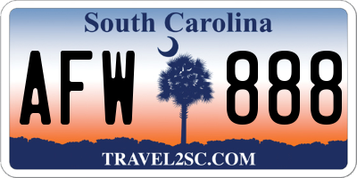 SC license plate AFW888