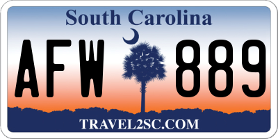 SC license plate AFW889