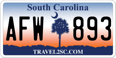 SC license plate AFW893