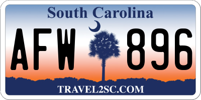 SC license plate AFW896