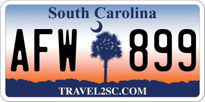 SC license plate AFW899