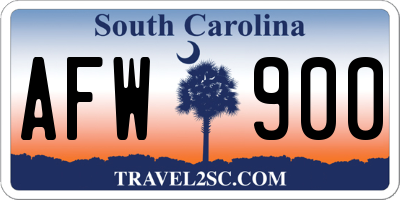 SC license plate AFW900
