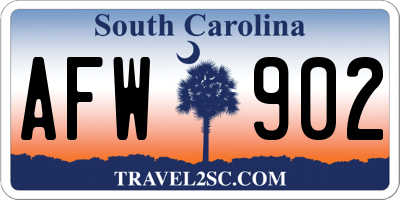 SC license plate AFW902