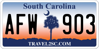 SC license plate AFW903