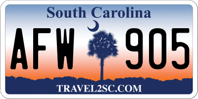 SC license plate AFW905