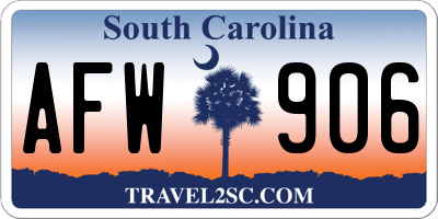 SC license plate AFW906