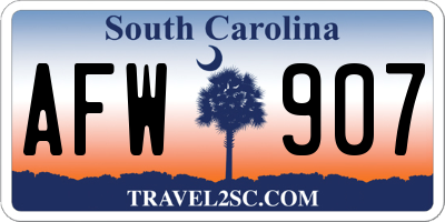 SC license plate AFW907