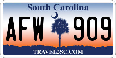 SC license plate AFW909