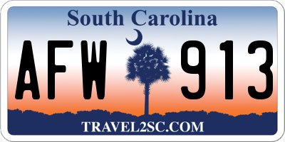 SC license plate AFW913