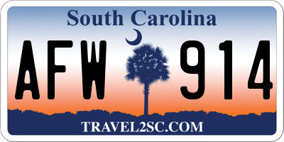 SC license plate AFW914