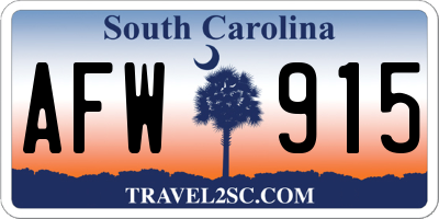 SC license plate AFW915