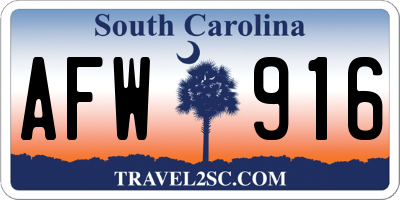 SC license plate AFW916