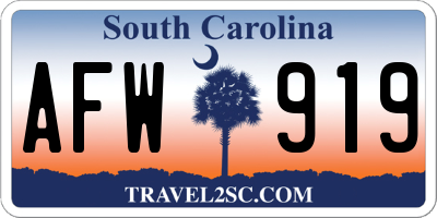 SC license plate AFW919