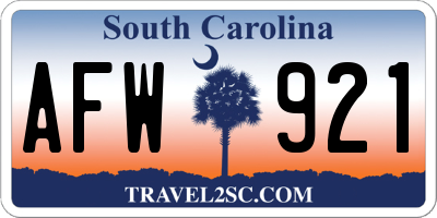 SC license plate AFW921