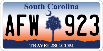 SC license plate AFW923