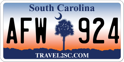 SC license plate AFW924