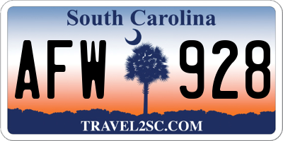 SC license plate AFW928