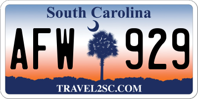SC license plate AFW929