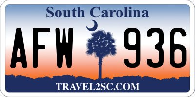 SC license plate AFW936