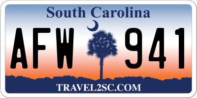 SC license plate AFW941