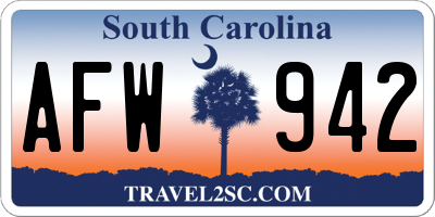 SC license plate AFW942