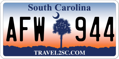 SC license plate AFW944