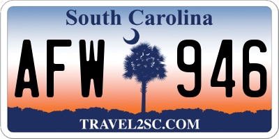 SC license plate AFW946