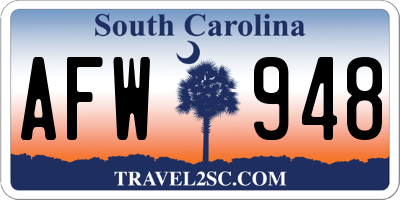 SC license plate AFW948