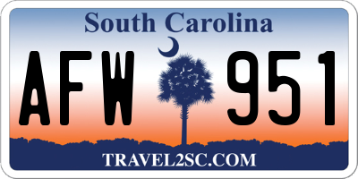 SC license plate AFW951
