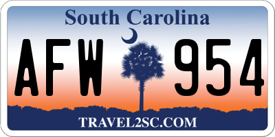 SC license plate AFW954