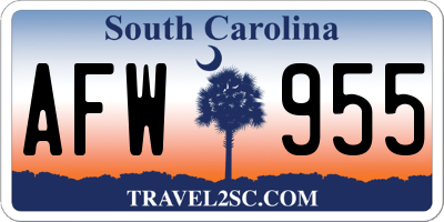 SC license plate AFW955