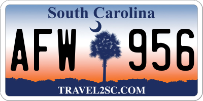 SC license plate AFW956