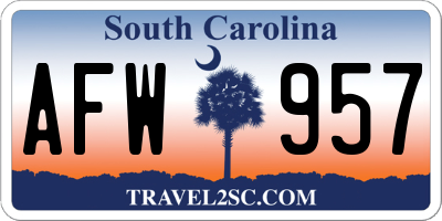 SC license plate AFW957
