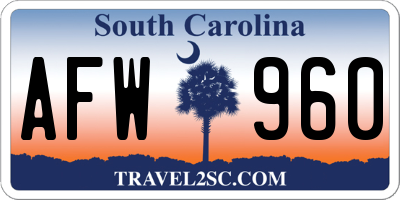SC license plate AFW960