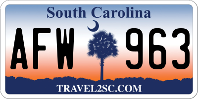 SC license plate AFW963