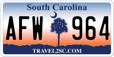 SC license plate AFW964