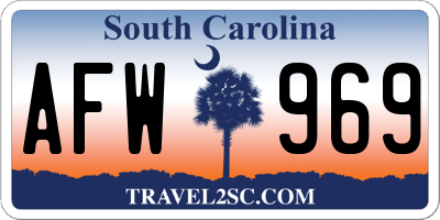 SC license plate AFW969