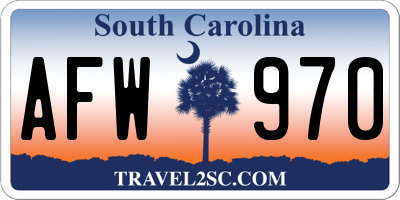 SC license plate AFW970