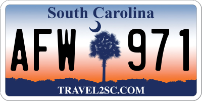 SC license plate AFW971